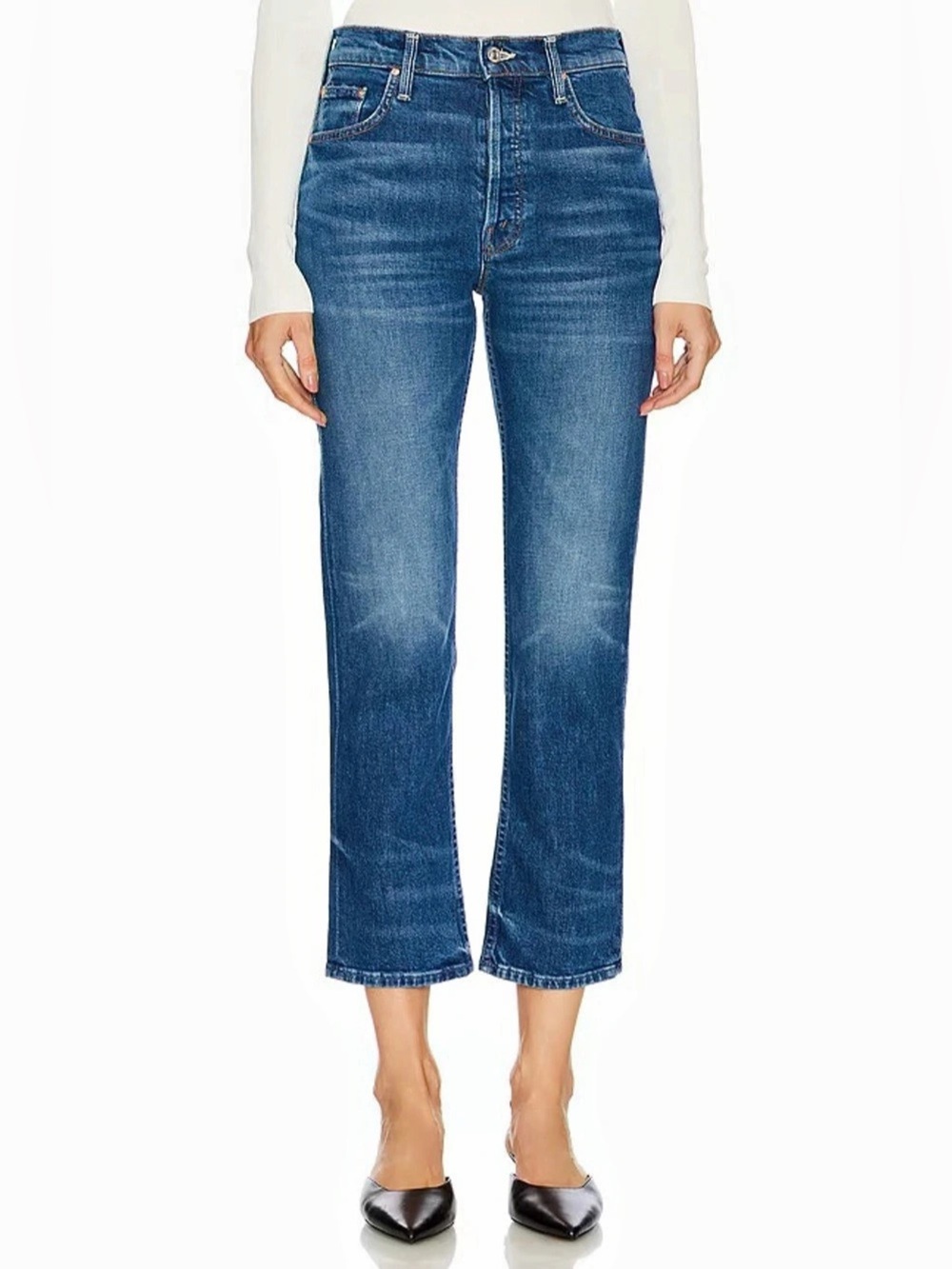 MOTHER The Tomcat Ankle Straight Leg Jeans Women's Blue